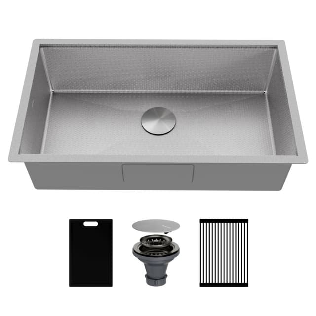 Karran Matrix 32"W Stainless Steel Undermount Kitchen Sink Single Bowl, 16 Gauge - HSU3219SBSS