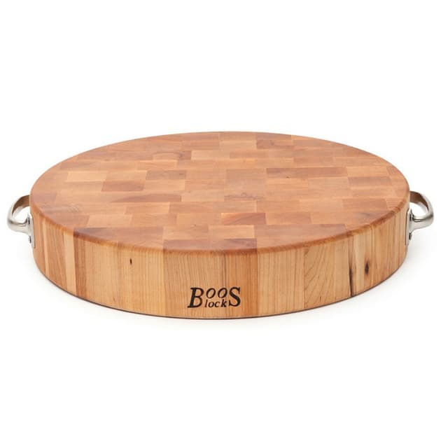 John Boos 3" Thick Round Maple Cutting Board with Handles