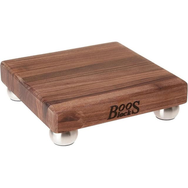 John Boos Blended Walnut Cutting Board with Stainless Steel Bun Feet