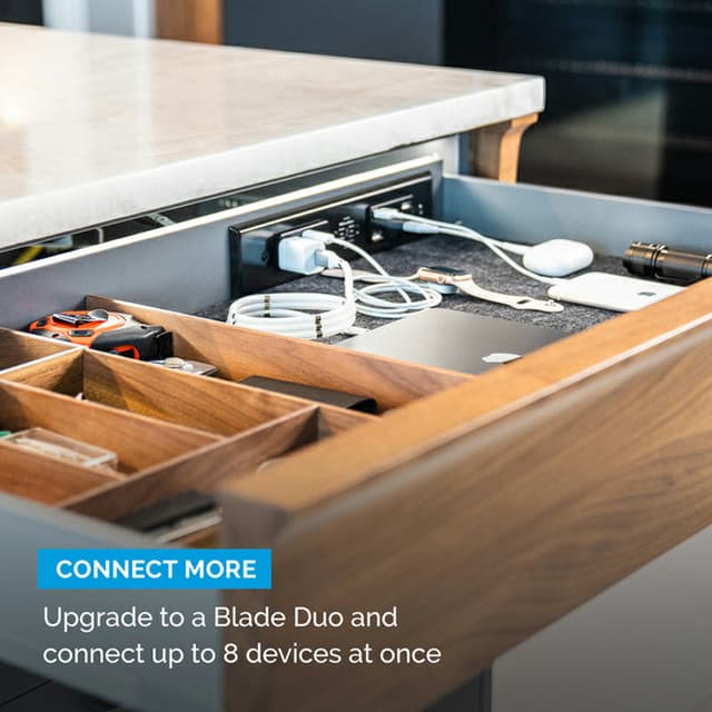 Blade In-Drawer Outlet, 15 Amp, (2) 65W USB-C & (2) AC