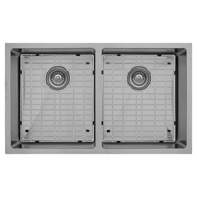 Karran Elite 32"W Stainless Steel Undermount Kitchen Sink Double 50/50 Bowl, 16 Gauge - EL-76