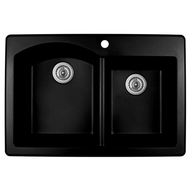 Karran 33"W x 22"D Quartz Double 60/40 Bowl Top Mount Sink - QT-610