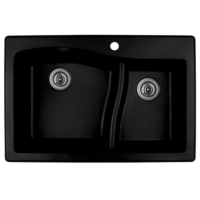 Karran 33"W x 22"D Quartz Double 60/40 Bowl Top Mount Sink - QT-630