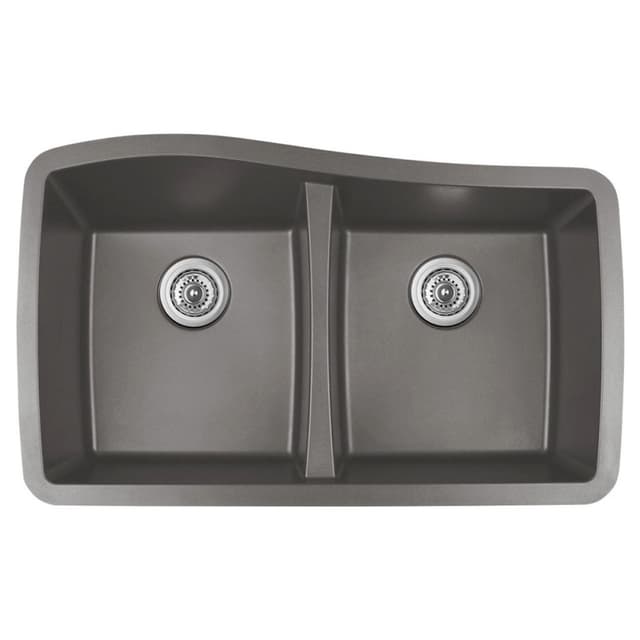 Karran QU-721 33-1/2"W x 20-5/8"D Quartz Double 60/40 Bowl Undermount Sink