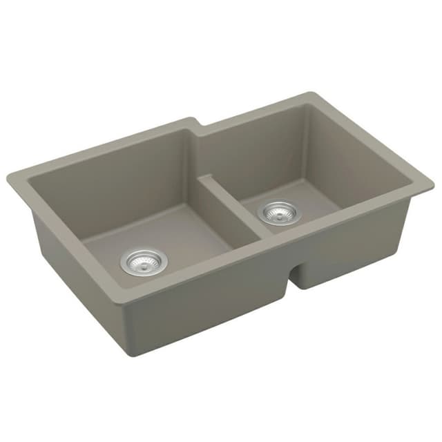 Karran 32"W x 21-1/4"D Quartz Double 60/40 Bowl Undermount Sink - QU-811