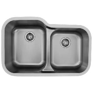 Karran Edge 300 32-1/2"W Stainless Steel Seamless undermount Kitchen Sink Double 60/40 Bowl, 18 Gauge - E-360R-SS