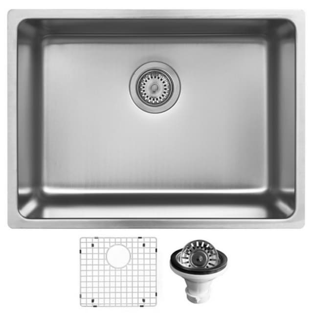 Karran Novaro 23-1/8"W Stainless Steel Undermount Kitchen Sink Single Bowl, 18 Gauge - NC-425-PK1