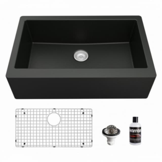 Karran 34"W x 21-1/4"D Quartz Single Bowl Apron Front/Farmhouse Sink Kit - QA-740-PK1