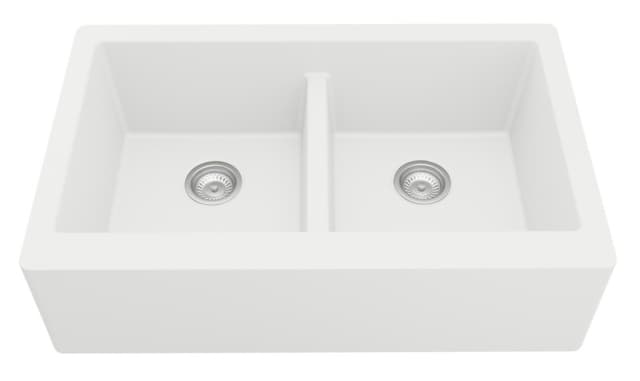 Karran 34"W x 21-1/4"D Quartz Double 50/50 Bowl Apron Front/Farmhouse Sink - QA-750