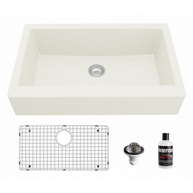 Karran 34"W x 21-1/4"D Quartz Single Bowl Apron Front/Farmhouse Sink Kit - QAR-740-PK1