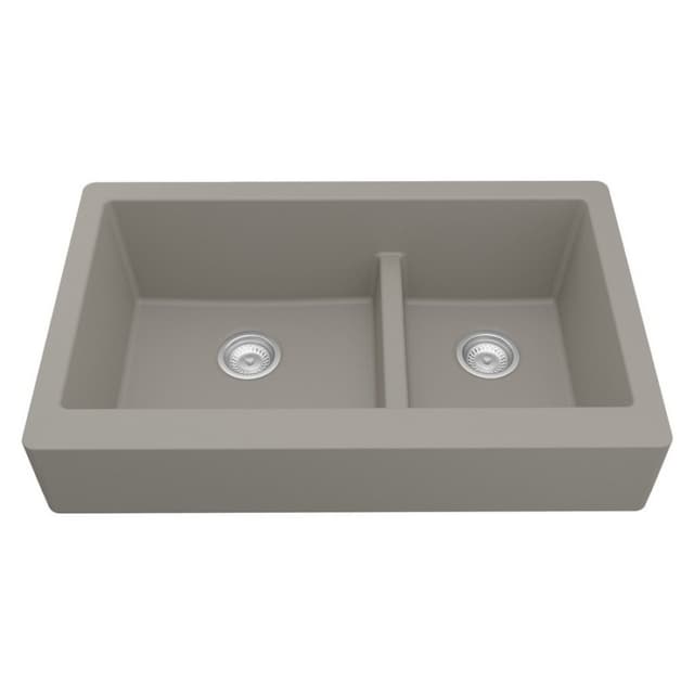 Karran 34"W x 21-1/4"D Quartz Double 60/40 Bowl Apron Front/Farmhouse Sink - QAR-760