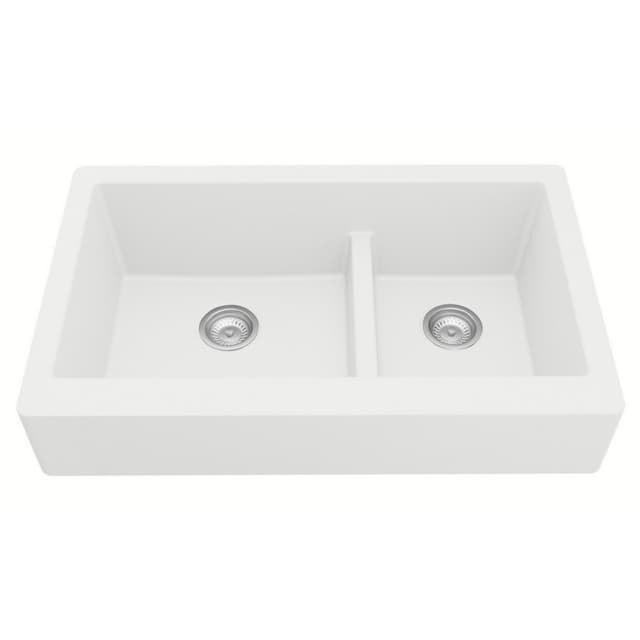 Karran 34"W x 21-1/4"D Quartz Double 60/40 Bowl Apron Front/Farmhouse Sink - QAR-760