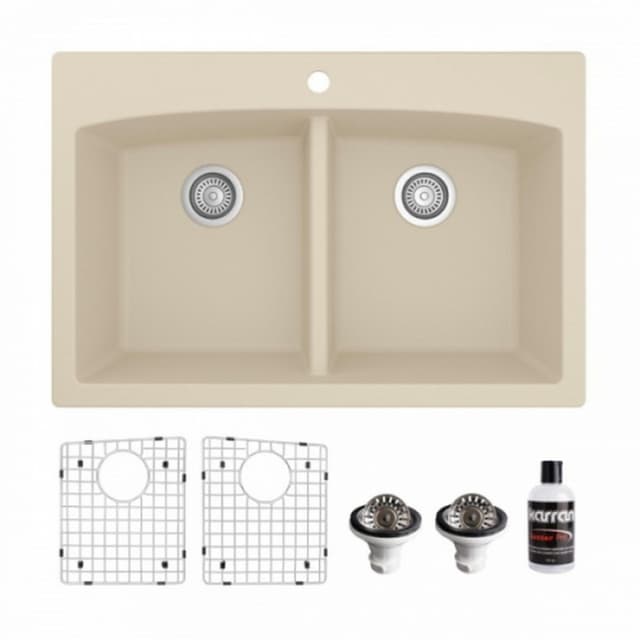 Karran 33"W x 22"D Quartz Single 50/50 Bowl Top Mount Sink Kit - QT-710-PK1