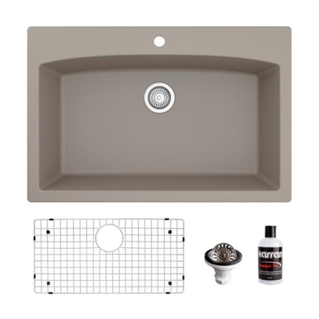 Karran 33"W x 22"D Quartz Single Bowl Top Mount Sink Kit - QT-712-PK1