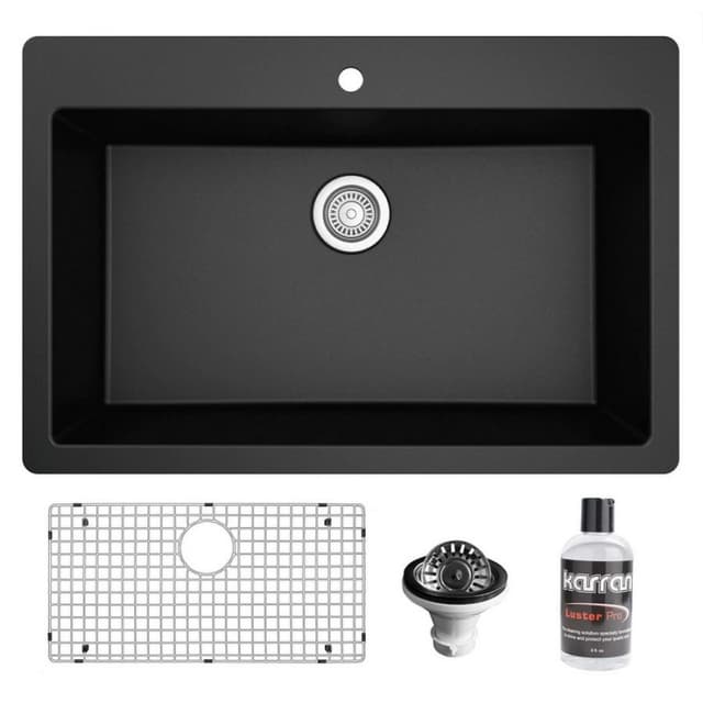 Karran QT-812 33"W x 22"D Quartz Single Bowl Top Mount Sink Kit