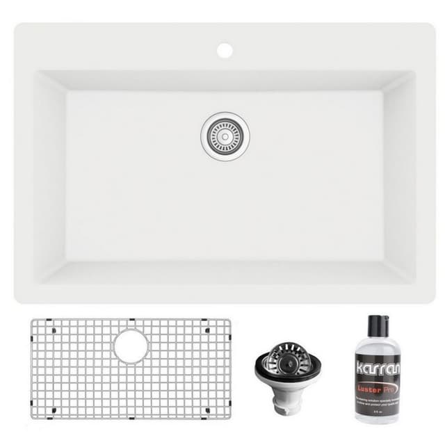 Karran QT-812 33"W x 22"D Quartz Single Bowl Top Mount Sink Kit