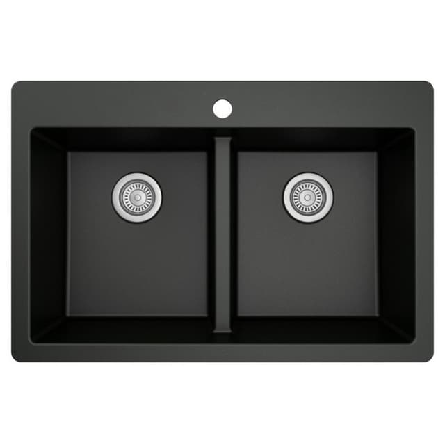 Karran 33"W x 22"D Quartz Double 60/40 Bowl Top Mount Sink - QT-810