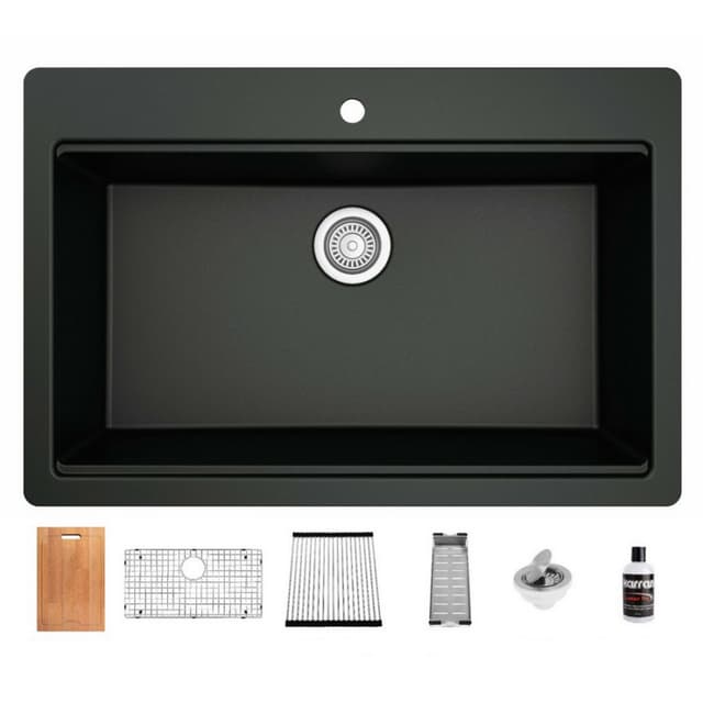 Karran 33"W x 22"D Quartz Single Bowl Top Mount Workstation Sink - QTWS-875