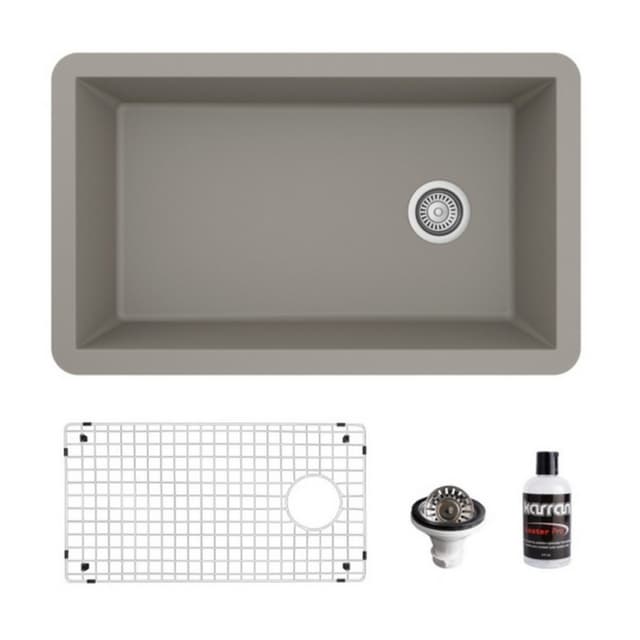 Karran 31-3/4"W x 19-3/4"D Quartz Single Bowl Undermount Sink Kit - QU-670-PK1
