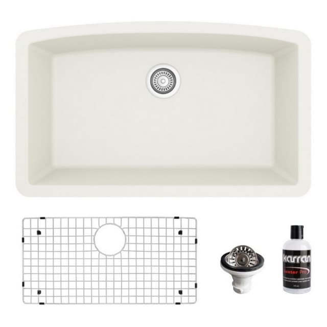 Karran 32"W x 19-1/2"D Quartz Single Bowl Undermount Sink Kit - QU-712