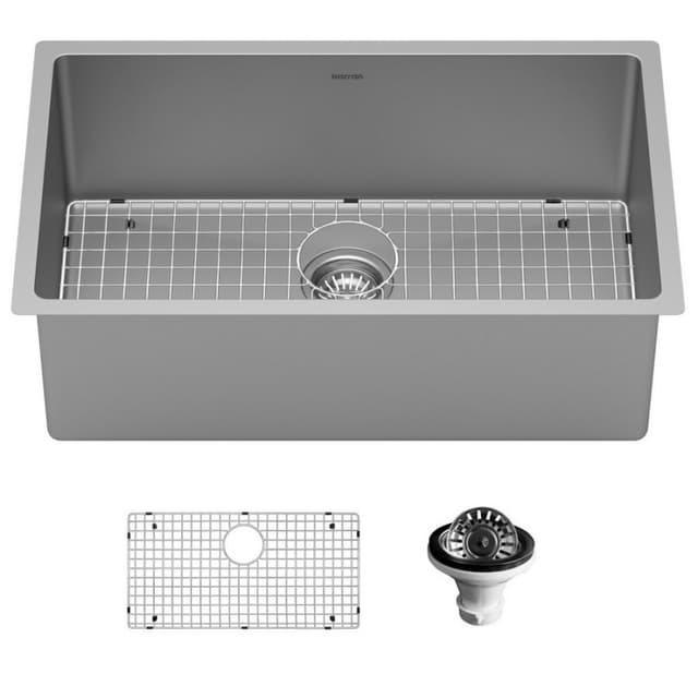 Karran Select 30"W Stainless Steel Undermount Kitchen Sink Single Bowl, 16 Gauge - SU74-PK1