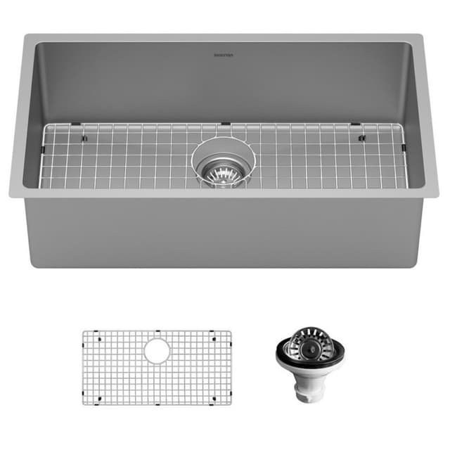 Karran Select 32"W Stainless Steel Undermount Kitchen Sink Single Bowl, 16 Gauge - SU75-PK1
