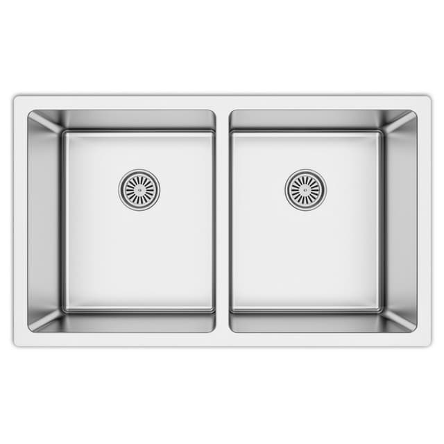 Karran Select 30"W Stainless Steel Undermount Kitchen Sink Double 50/50 Bowl, 16 Gauge - SU76N
