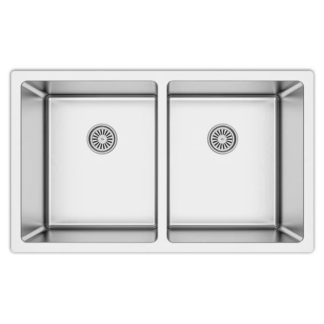 Karran Select 32"W Stainless Steel Undermount Kitchen Sink Double 50/50 Bowl, 16 Gauge - SU77N