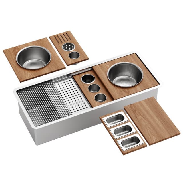 Karran Workstation 48"W Stainless Steel Undermount Kitchen Sink Single Bowl, 16 Gauge - WS-100-PK1