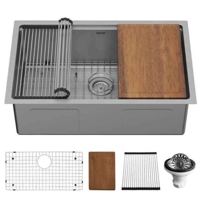 Karran Workstation 30"W Stainless Steel Undermount Kitchen Sink Single Bowl, 16 Gauge - WS-35-PK1