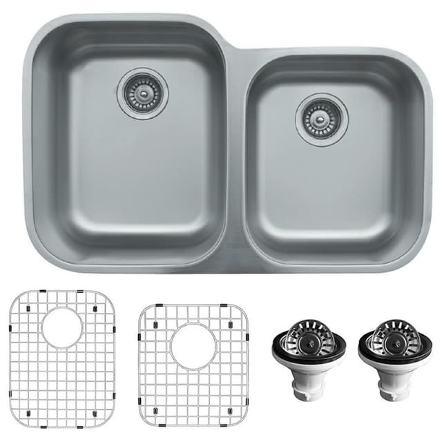 Karran Undermount 30-1/2"W Stainless Steel Undermount Kitchen Sink Single Bowl, 18 Gauge - U-3018-PK1