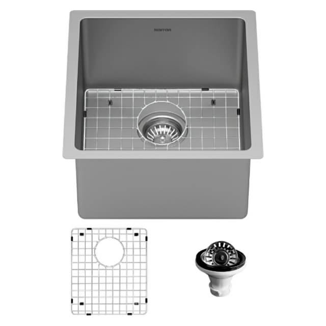 Karran Select 16-1/2"W Stainless Steel Undermount Kitchen Sink Single Bowl, 16 Gauge - SU71-PK1