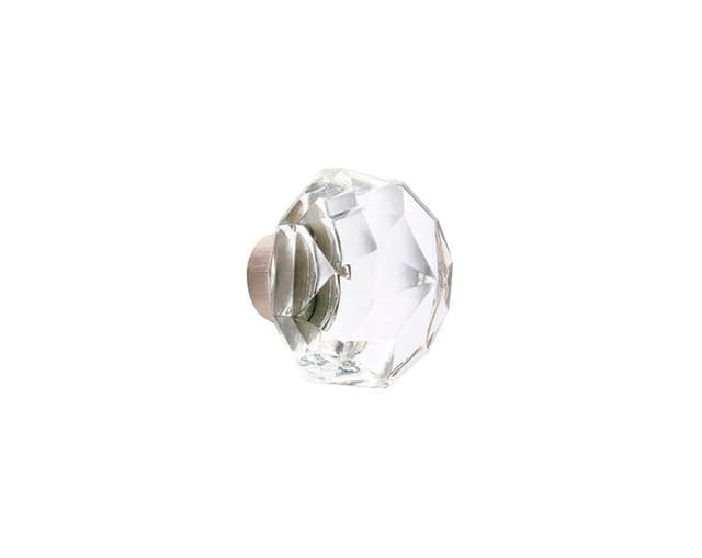 Emtek Diamond Glass Cabinet Knob, 1" Diameter, Satin Brass - 86003US4