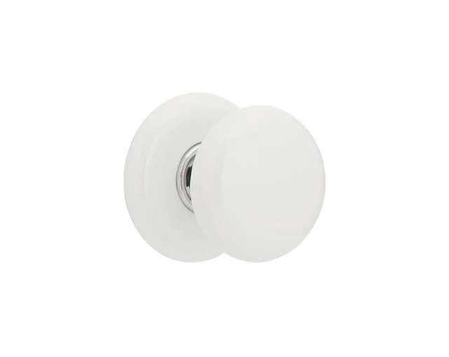 Emtek Porcelain Knob, Ice White, 1-3/8" Diameter, Polished Chrome - 86001US26