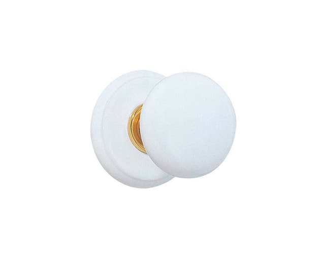 Emtek Porcelain Knob, Ice White, 1-3/8" Diameter, Polished Brass - 86001US3