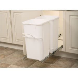 SBM Series White Double Bin Bottom Mount Waste Container, Knape and Vogt