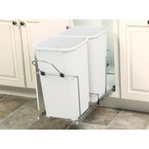 Knape and Vogt Bottom Mount Trash Pullout, SCB Series Series, 27 Quart Double Bins, for 12" Openings