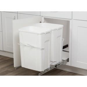 SCB Series White Double Bin Bottom Mount Waste Container, Soft-Close, Knape and Vogt