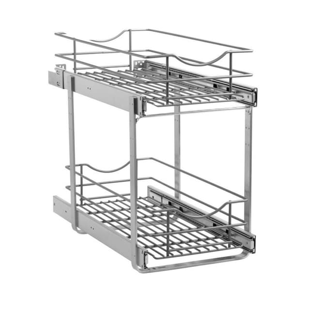 Knape and Vogt Simply Put Frosted Nickel 2-Shelf Pullout Shelf with Soft-Close Slides