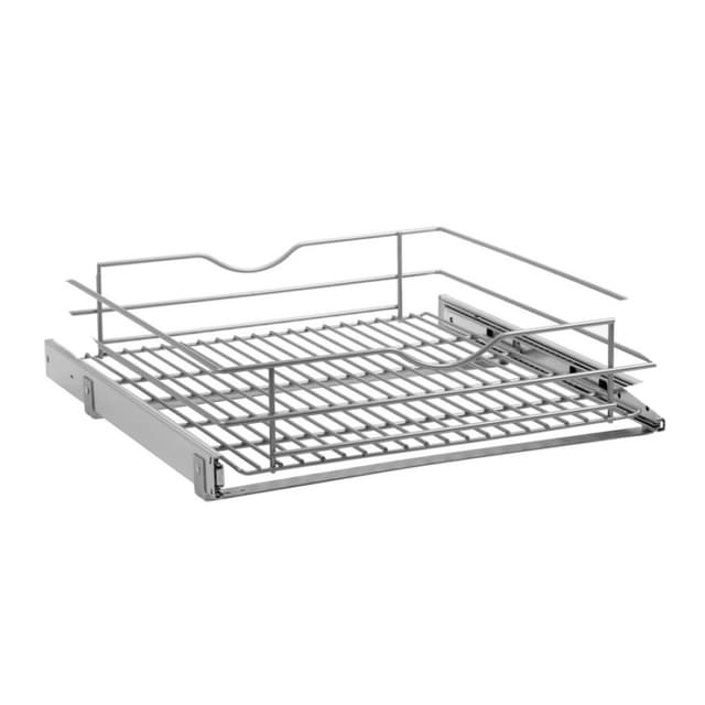 Knape and Vogt Simply Put Frosted Nickel 1-Shelf Pullout Shelf with Soft-Close Slides