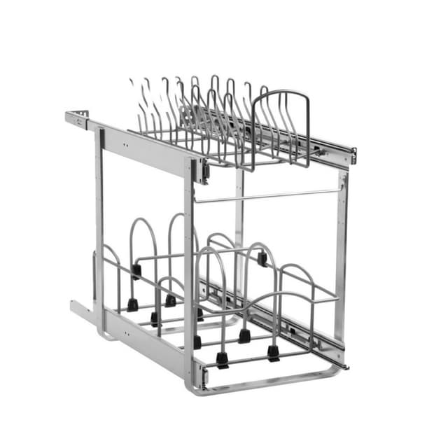 Knape and Vogt Simply Put Frosted Nickel Base Cabinet Pullout Organizer with Standard Slides