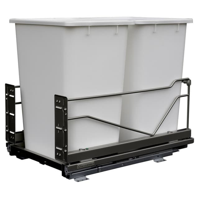 Kessebohmer Bottom Mount 36 Quart Double Bin Waste Pullout with Self-open/Soft-close Full extension Slides