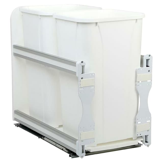 Knape and Vogt Bottom Mount Trash Pullout, USC Series Series, Double 27 Quart Bins, for 12" Openings