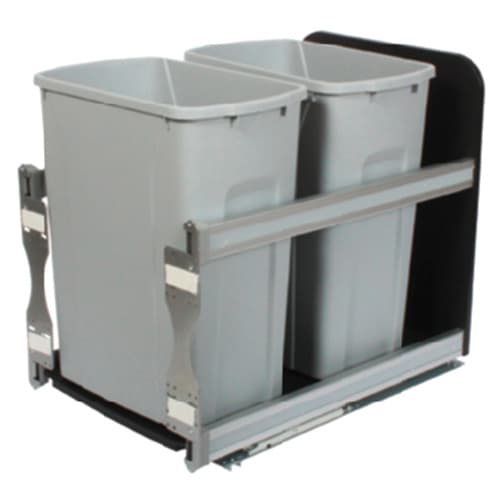 USC Series Platinum Double Bin Bottom Mount Waste Container with Soft-Close, Knape and Vogt