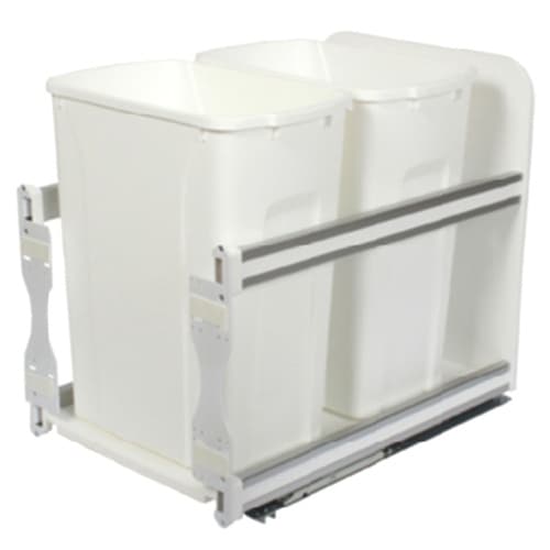 USC Series White Double Bin Bottom Mount Waste Container with Soft-Close, Knape and Vogt