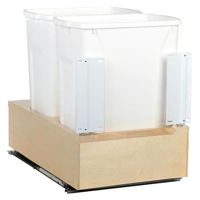 WUSC Series White Double Bin Bottom Mount Waste Container, Knape and Vogt
