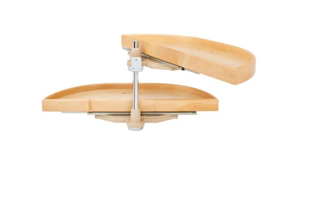 LD-4NW Wood Half Moon Lazy Susan with Pivot and Slide, Rev-A-Shelf
