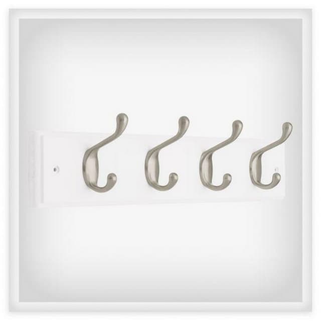 Hook Rail 3-1/2" Height Flat White with Satin Nickel