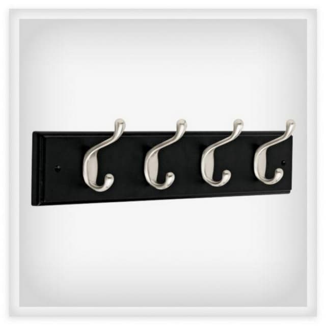 Hook Rail 3" Height Black with Satin Nickel Finish