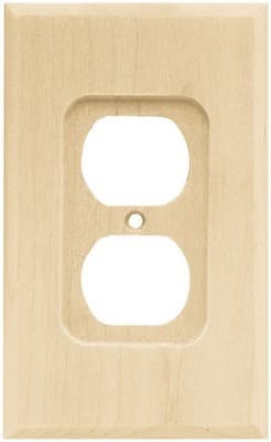 Wood Square Series, Wall Plate, 5-11/16"H x 3-1/2"W, Single Duplex, Unfinished Wood